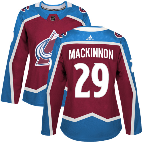 Adidas Avalanche #29 Nathan MacKinnon Burgundy Home Authentic Women's Stitched NHL Jersey - Click Image to Close